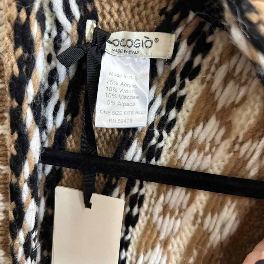 Cocogio Alpaca Blend Poncho Cardigan Sweater Aztec Western Boho One Size NWT - Picture 3 of 7